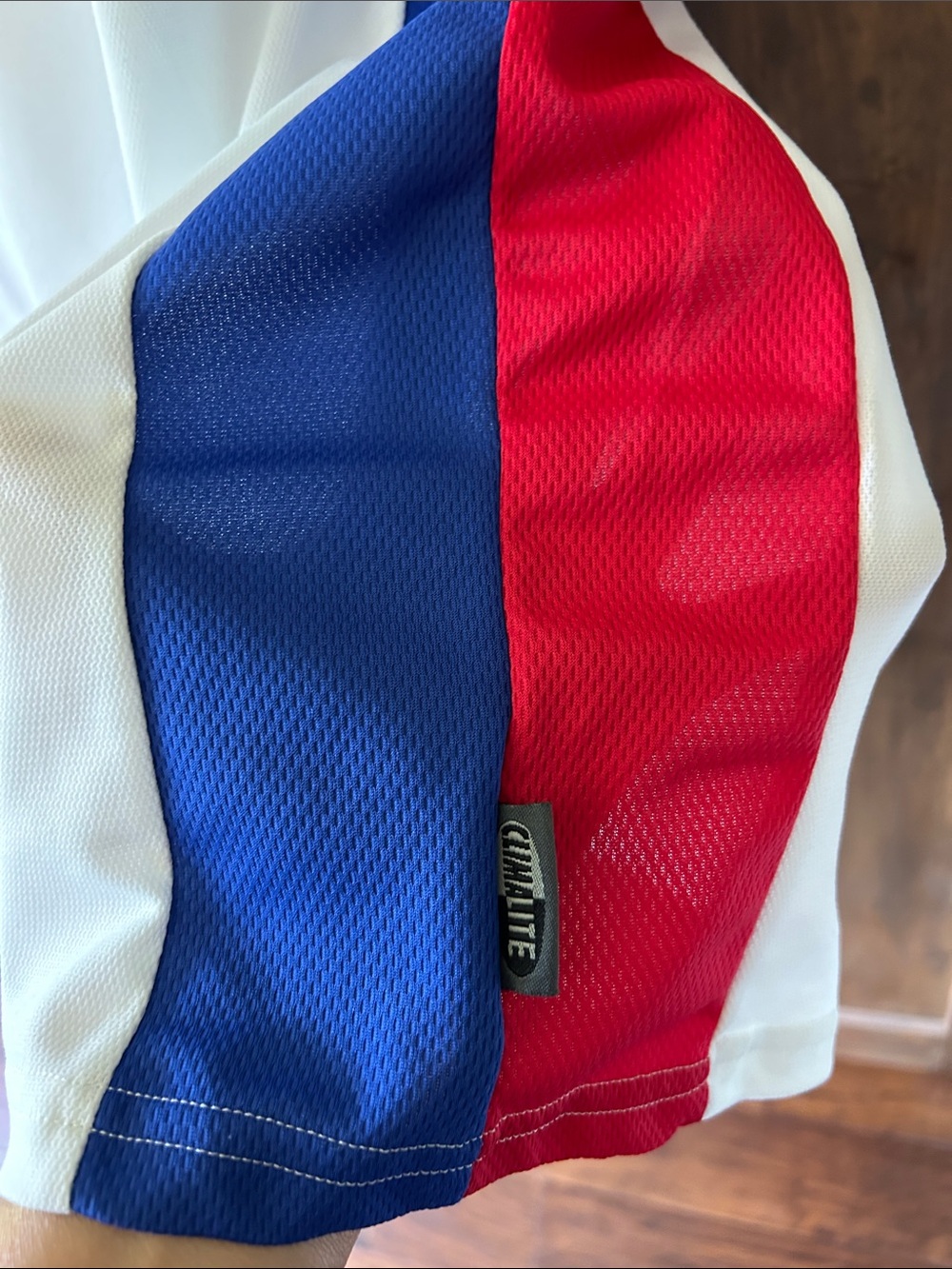 adidas White Soccer Jersey with Red and Blue Trim - Picture 7 of 7